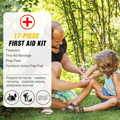 Nilight Car Emergency Kit with Jumper Cable, First Aid Kit Safety Assistance Tools for Travel Camping Outdoor Cars Truck SUV RV, Roadside Essentials with Flash Light - color: Essential Kit+Flash Light