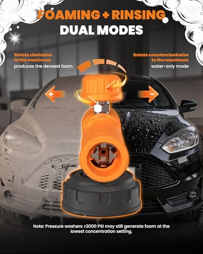 maXpeedingrods Foam Cannon for Pressure Washer, Quick Release Foam Cannon | Wide Mouth Car Wash Foam Gun with 360° Adjustable Soap Cannon, Thick Snow Foam, 1/4'' Quick Connector (Transparent)