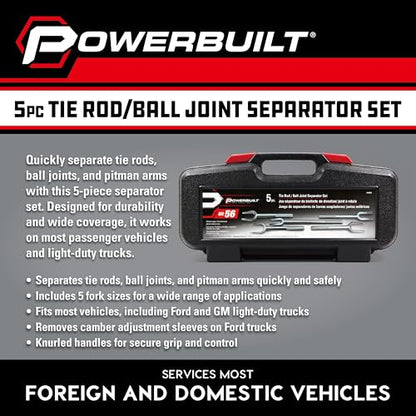 Powerbuilt Tie Rod and Ball Joint Separator Kit, Ford and GM Vehicles, Pitman Arms, Cars, Light Duty Pickup Trucks - 648630 - size: 5 Piece, Tie Rod and Ball Joint Separator