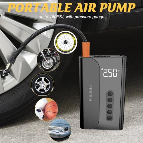 Jump Starter with Air Compressor, Portable Car Battery Charger, 2000A 150PSI Jump Box with LCD Digital Tire Inflator, 12V Car Battery Booster for 6.0L Gas or 3.0L Diesel Engines