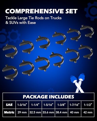 Orion Motor Tech Inner Tie Rod Removal Tool Kit, Inner Tie Rod Tool for Tie Rod Removal and Installation, Master Inner Tie Rod Tool Set with 12 Crowfoot Adapters 1/2 Inch Drive Tube and Tool Case (BK) | Master Inner Tie Rod Tool Set with 12 Crowfoot Adapt