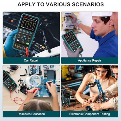HANMATEK 3 in 1 Handheld Oscilloscope Multimeter,Waveform Generator HO51 with 3.5" TFT Oscilloscop, Auto-Calibration Function, Memory Function, Multi Tester - style: 50Mhz+Generator+1 Channel