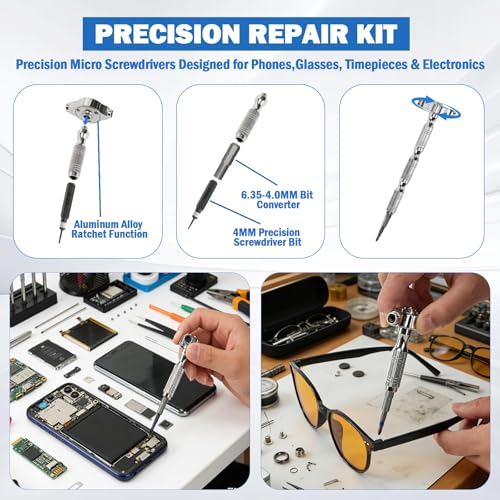 AirPlus 66-in-1 Magnetic Ratchet Screwdriver S2 Bits & T-Handle for Home | 2-Way Ratchet,Non-Slip Grip, Built-in Magnetizer, Portable Case, Color-Coded Bits, for Home/Electronics/DIY