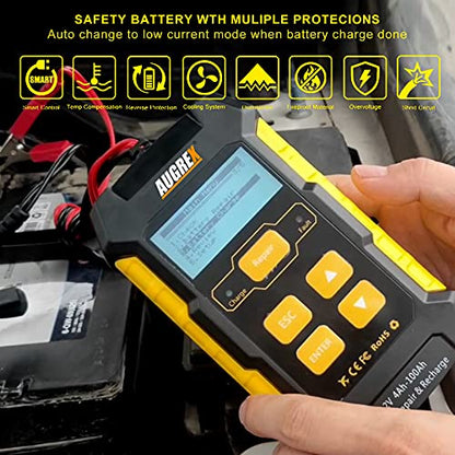 KW510 12V Car Battery Tester, 4Ah-100Ah Battery Load Tester Digital Display | Fully Automatic Smart Charger Automotive Pulse Repair Maintainer, Trickle Charger Battery Desulfator