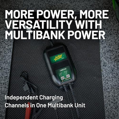 Battery Tender Plus 2 Bank Multibank Charger - 2.5 AMP (1.25 AMPs Per Bank) - Smart 12V Multi Battery Charger and Maintainer for Standard, AGM, and Lithium LiFePO4-022-0165-DL-WH