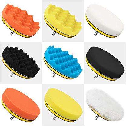 6 Inch Buffing and Polishing Pad Kit 11 PCS with Drill Adapter - size: 6Inch-11PCS