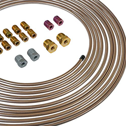 4LIFETIMELINES Copper-Nickel Alloy Non-Magnetic Brake Line Tubing Coils & Fitting Kits - Superior Anti-Rust Protection, 3/16 x 25 ft, Easy Bend & Install, 2 Full Kits for Complete Brake Line Repair - size: Pack of 2