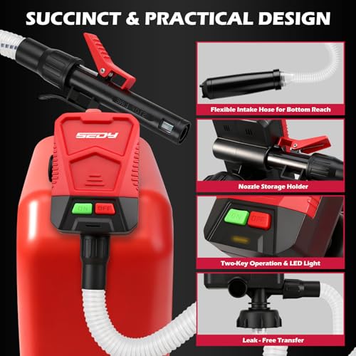 Automatic Fuel Transfer Pump with Auto-Stop Sensor(3.2 GPM), Battery Operated Gas Can Pump with 3 Can Adapters, Extra Long Hose, Portable Fuel Pump for Oil, Diesel, Gasoline (Batteries Not Included) - style: New Version