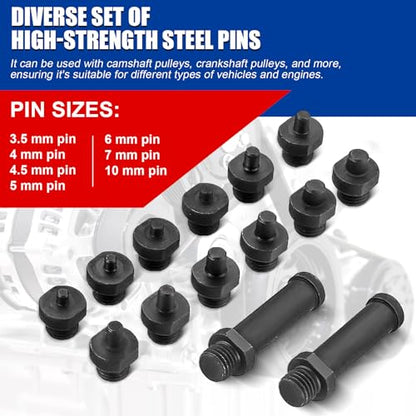 NYXOVA 15Pcs Variable Pin Spanner Wrench | Universal Pulley Holder Tool Kit, 1/2" Drive Ratchet Fan Clutch Pully Holder Wrench Tool Kit for Cars, Motorcycles