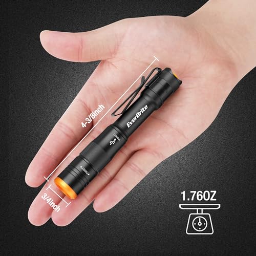 EverBrite Mini Pen Light, Rechargeable Pocket Pen Flashlight with USB C Cable, 4 Light Modes, 300 Lumens Small Flashlight with Clip for Inspection, Repair, Outdoors, Emergency, Black - color: Black