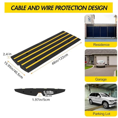 48" Driveway Ramp, 2 Pack Heavy Duty Rubber Curb Ramps for Cars, SUVs, Trucks | Low Profile Design with Water Drainage Channel | Garage & Sidewalk Transition Solution