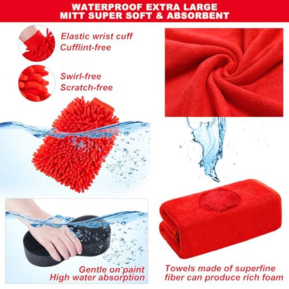 39Pcs Car Wash Cleaning Kit with Foam Gun Sprayer Detailing Brushes Collapsible Bucket Windshield Cleaning Tool Tire Brush Towels Complete Interior Exterior Detailing Set for Car - size: 39Pcs