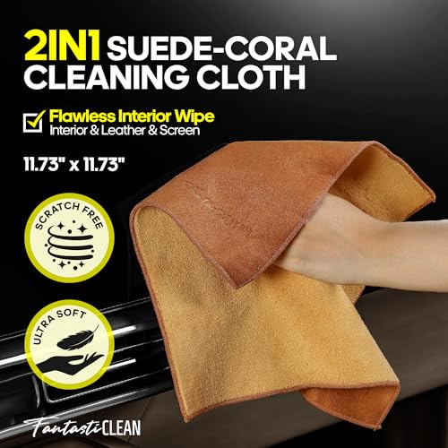Fantasticlean Car Interior Detailing Kit, Leather Cleaner Brush Set, 9PCS | Car Interior Brush Kit, Horse Hair Leather Brush for Car Detailing, Scratch-Free Leather Cleaner Applicator, Cleaning Cloth - size: IT-ACS04-NT