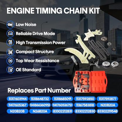 Timing Chain Kit with Timing Tool Kit Compatible with 2013-2017 BMW 2.0L N20 N26 Engines, Fits for BMW 228i,328i, 428i, 528i, X3, X4, X5, and More Models, OE Standard Timing Replacement Parts - color: BMW 2.0L Timing Chain Kit