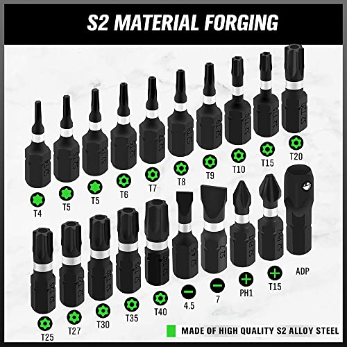 SWANLAKE 20PCS Tamper Resistant Star Bit Set, Torx Bit Set, Impact Grade Security Torx Bits Set, 1/4-inch Hex Shank, S2 Alloy Steel, T4-T40 - style: Torx Classic Version