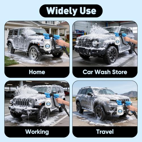 Upgraded Car Wash Foam Gun, Foam Cannon, Adjustable Hose Wash Sprayer with 2.5 to 6 Bars Foam Blaster, NEW Handle, Wash Mitten &Towel, Suitable for Car Cleaning & Garden Use with 1/2” Quick Connector - style: Upgraded Handle Car Wash Foam Gun