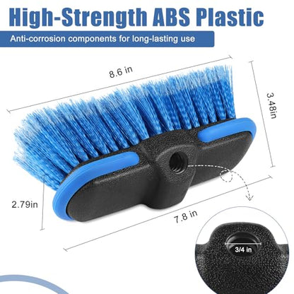 Car Wash Brush Head with Soft Bristle 8'', Car Cleaning Brush with Protective Bumper for Cleaning Auto Cars Trucks RV Boat Deck