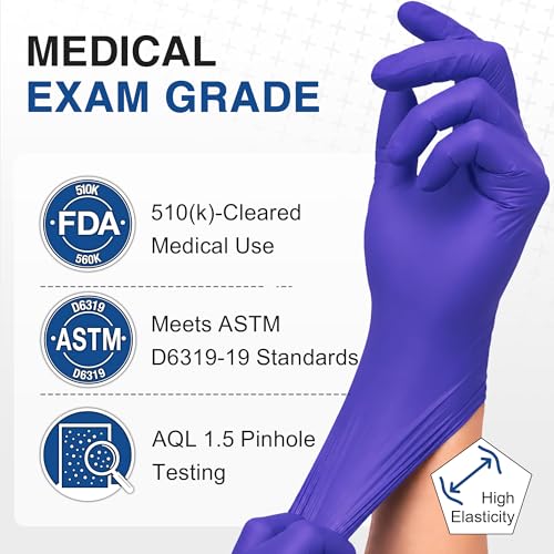 Schneider Medical Nitrile Exam Gloves, Powder & Latex Free, Darkblue | Disposable for Medical Exams, Cooking, Food Prep, Cleaning, Home, Household Use - size: Large