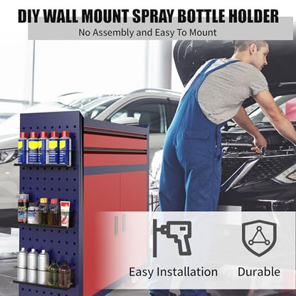 Riciakik 4 Pack Wall-Mounted Spray Bottle Holder, Aerosol Spray Can Holder Storage Rack, Heavy-Duty Paint Bottle Organizer With 20 Holes, Steel Black Spray Rack for Garage, Shop, Home or Tool Trailer - style: 4 Pack