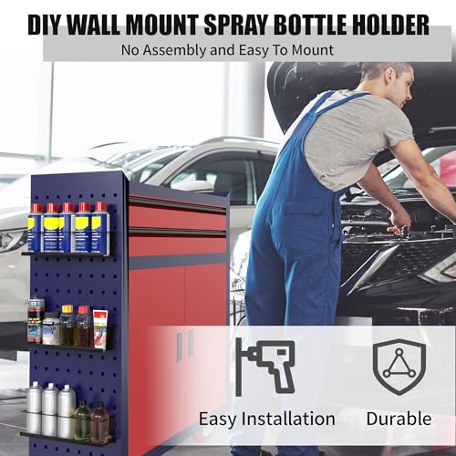 Riciakik 2 Pack Wall-Mounted Aerosol Spray Can Holder Storage Rack, Heavy-Duty Paint Bottle Organizer With 10 Holes, Black Spray Steel Rack for Garage, Shop, Home or Tool Trailer - style: 2 Pack