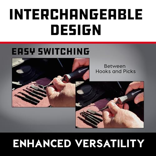 Powerbuilt O-Ring Hook and Pick Set, 7 Interchangeable Picks with Double Injection Handle, Cars, Machinery, Plumbing - 643063ECE