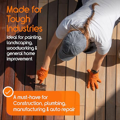 Inspire Heavy Duty Orange Nitrile Gloves | ULTRA 8 Mil Diamond Textured Grip | Industrial Mechanic Disposable Cleaning Gloves - size: X-Large