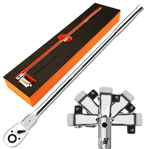PRIDE&CRAFT 3/8" Drive Extra Long Flex Head Ratchet 72-Tooth, 17.9 Inch Long, Socket Wrench Quick Release Reversible Design, Swivel Head Ratchet, Chrome Alloy Made, EVA Organizer - style: 3/8 Inch Extra Long