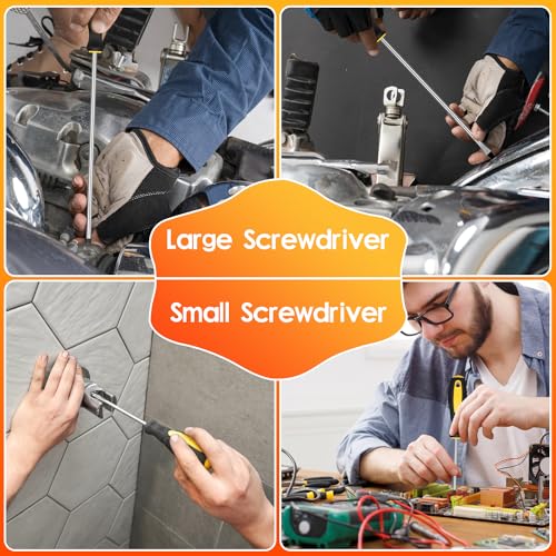 9pcs Magnetic Screwdrivers Set, Including 12in Phillips and Slotted | with Non-Slip Cushioned Handle Grip - color: 9pcs