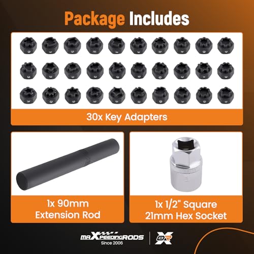 maXpeedingrods 32PCS Wheel Locking Nut Key Kit, Anti-Theft Lug Nut Socket Removal Tool, Wheel Lock Removal Kit Compatible with Mercedes Benz, Automotive Tire Lock Nut Remover Tool - size: 32pcs for Benz