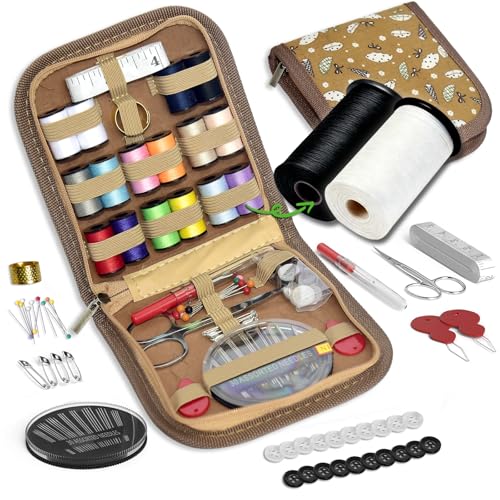 Sewing Kit Gifts for Grandma, Mom, Friend, Traveler, Adults, Beginner, Emergency,Sewing Supplies Accessories with Scissors,Sewing Needles Thimble, Thread etc(Wildflower Umbrella Orange, S) - color: Umbrella pattern Orange, size: 1 Pack