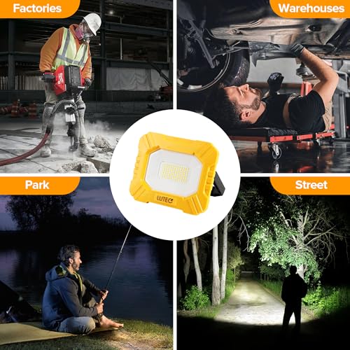 LUTEC 3500LM LED Work Light, Rechargeable Magnetic Work Lights with Stand, Portable 5000K Flood Light for Car Repair, Fishing, Camping, Emergency, Hiking, 3 Modes - size: 1 Pack