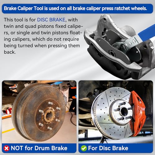 Brake Tool, Brake Caliper Compression Tool, Brake Caliper Tool | 2 Heavy Duty Caliper Hooks, 4-in-1 Universal 360° Ratcheting System for Car Disc Brake Repair, Blue