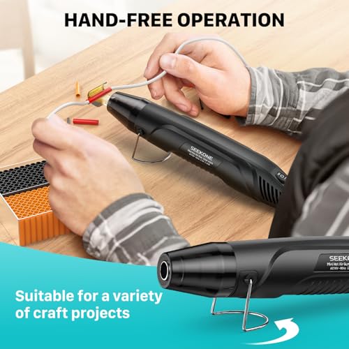 SEEKONE 350W Mini Heat Gun with Dual-Temp Model 500℉ & 842℉(260℃& 450℃), Hot Air Gun with Overload Protection and Reflector Nozzle for Heat Shrinking Tubes, Shaping, PVC Tubing（Black） - color: Black