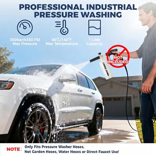 Foam Cannon for Pressure Washer, Industrial Car Wash Foam Sprayer with 1/4 Inch Quick Connector, Adjustable Soap Cannon with 5 Pressure Washer Nozzle Tips for Car Detailing, 1 Liter - size: Three-Piece Set