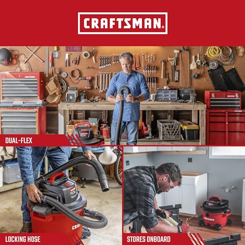 CRAFTSMAN CMXZVBE38763 2-1/2 in. x 7 ft. POS-I-LOCK Wet Dry Vacuum Hose | Industrial-Grade Shop Vacuum Hose Attachment Kit, Fits Most CRAFTSMAN Wet/Dry Vacuums with a 2-1/2 in. Diameter Inlet - style: 2-1/2 in. by 7 ft.