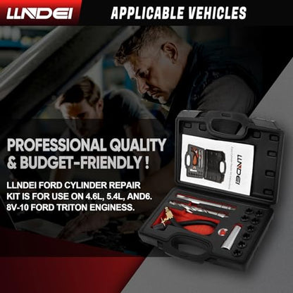 LLNDEI Spark Plug Thread Repair Kit, 38900 Two Valve Ford Triton Tool