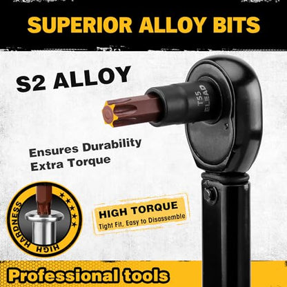 31-Piece Torx Bit Socket Set: 14 Star Bits T8-T70 & 13 E-Torx Sockets E4-E24, Premium CR-V & S2 Alloy Steel, High Torque Laser Marked for Automotive Mechanic - style: 31-Piece Torx Bit Socket Set