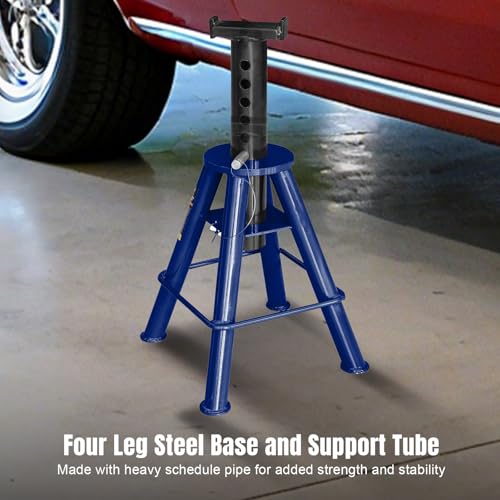 TCE 10 Ton (20,000 lb) Capacity Heavy Duty Steel Jack Stands, Medium Profile, 2 Pack, T70071 , Blue - style: Medium Profile