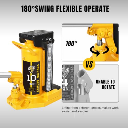 YELLOW JACKET Toe Jack 5 Ton Toe/ 10 Ton Top Capacity Hydraulic Machine Jack Lift,Air Hydraulic Claw Jack for Car Repair,Machinery,Industry Equipment - size: 10 Ton Top