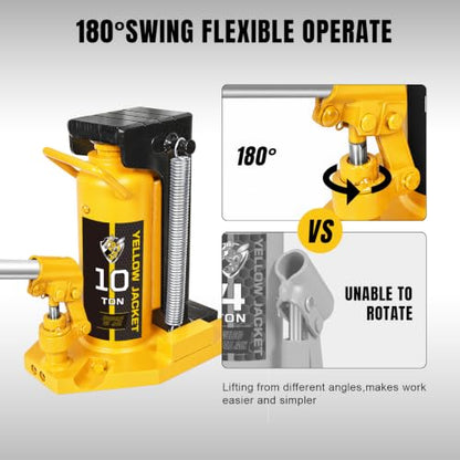 YELLOW JACKET Toe Jack 5 Ton Toe/ 10 Ton Top Capacity Hydraulic Machine Jack Lift,Air Hydraulic Claw Jack for Car Repair,Machinery,Industry Equipment - size: 10 Ton Top
