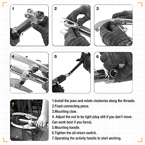 Hydraulic Gear Puller, 10 Ton Hydraulic Puller Kit Bearing Puller with Case 2 or 3 Jaws Bearing Hub Separator Hydraulic Puller Separator Tool for Pulling Hubs, Bearings, Gears, ZYL-10 - size: 10 Ton