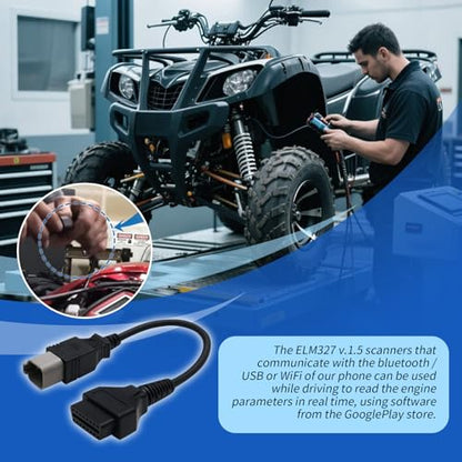 XTPTFABS 6 pin to 16pin CAN OBD2 OBDII Diagnostic Tool Cable Adapter,L:13in | Specific 6Pin Wiring for All BRP Can-Am Vehicles,Fit for ATV UTV Spyder motorcycle diagnostic port,ECU Diagnostic Function