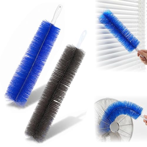 Bendable Microfiber Head, Reusable Dust Remover 2 Pcs 2026 New Fan Cleaner Brush, Washable Cobweb Duster for Air Conditioning, Fan Blades, Air Vents, Curtains, Cars - color: Blue+gray