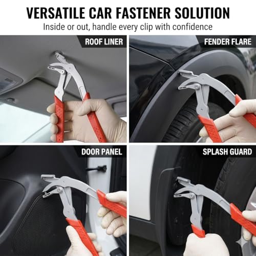 Car Clip Pliers, 2026 New Professional Auto Clip Removal Pliers | Panel Clip Removal Tool for Auto Door Panel, Upholstery & Dashboard, Universal Fastener Remover for Most Vehicles