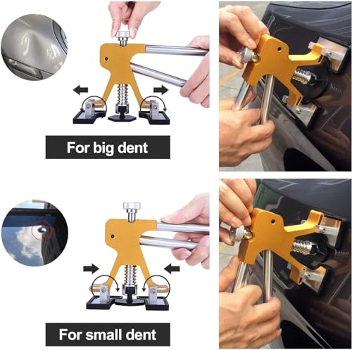 GLISTON Auto Dent Puller Kit with Golden Lifter Dent Remover, Car Body Slide Hammer Paintless Dent Repair Set for Vehicle Dent Removal