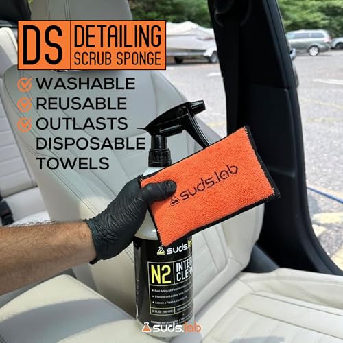 Suds Lab DS Microfiber Detailing Scrub Pad 2 Pack - Car Interior Cleaning & Detailing Microfiber Scrub Pads - Safe On Leather, Vinyl, Plastic, Etc. - size: Set of 2