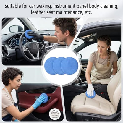 18 Pack Microfiber Wax Applicator Pads, 5 Inch Foam Car Detailing Pads for Buffing, Polishing, Tire Shine and Cleaning, Blue Microfiber Sponges