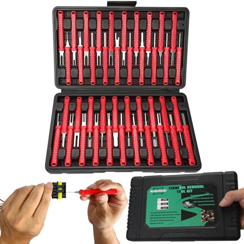 41 Pcs Terminal Pin Removal Tools with Blow-Molded Case - Electrical Pin Removal Tools Automotive Depinning Tool Kit for Automotive & Household Devices Most Connector, Red - color: red
