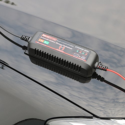 MOTOPOWER MP00207A 12V 2Amp Automatic Battery Charger Maintainer | For Lead-Acid & Lithium Batteries