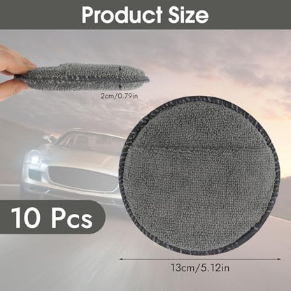 10 Pack Wax Applicator Pads Microfiber with Finger Pocket for Car Wax | 10-pack microfiber foam pads with finger pocket, Scratch-free waxing for cars & household, Machine washable & reusable - color: Gray